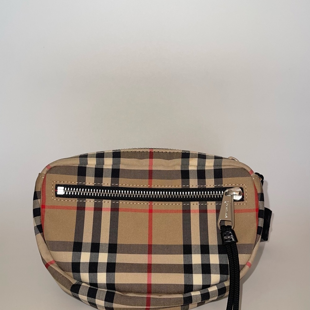 Burberry Beige and Red Check Belt Bag